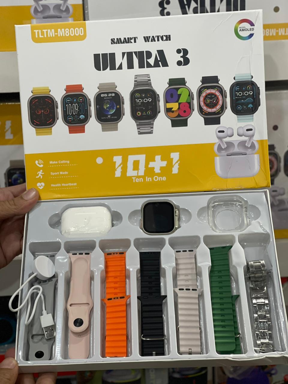 10 in 1 Ultra 3 smart watch with earbuds
