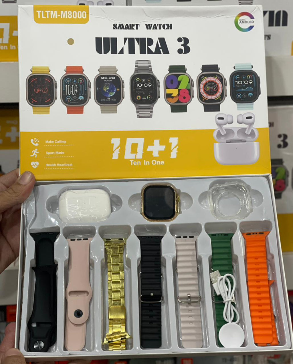 10 in 1 Ultra 3 smart watch with earbuds